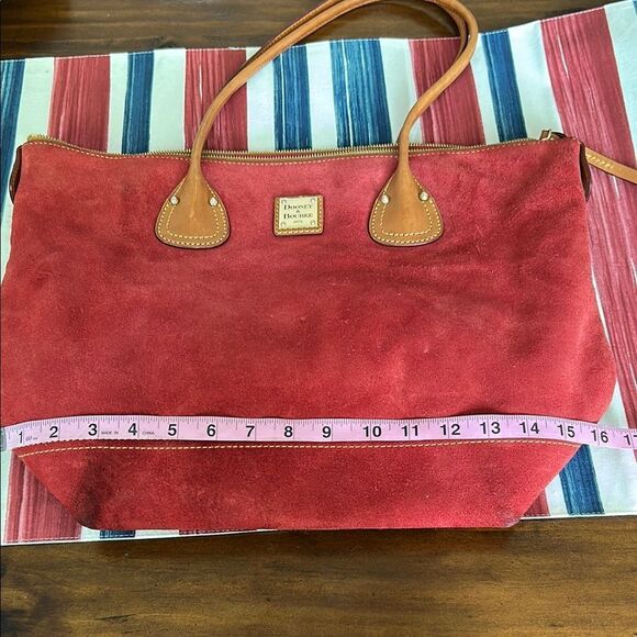 Dooney & Bourke Red Tote with Leather Handles material is suede - Picture 17 of 17
